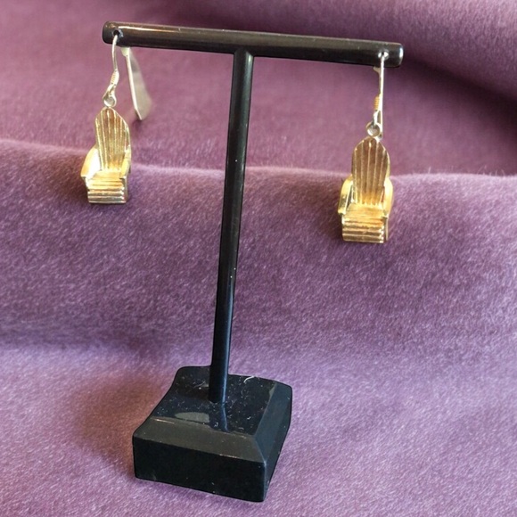 Gold Adirondack Chair Earrings Marked 925 Never worn gold tone sterling silver - Picture 1 of 6